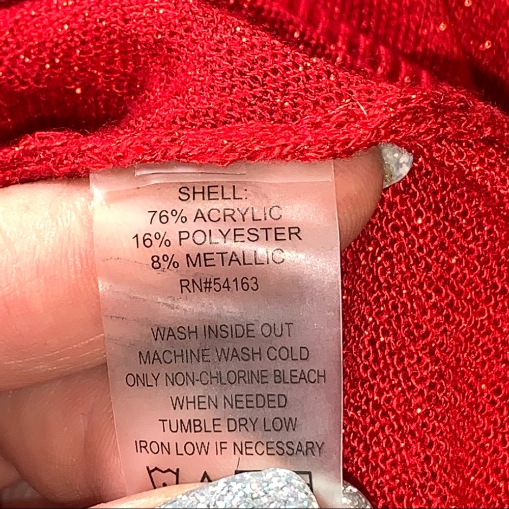 CALVIN KLEIN ⭐️ Red Shimmer & Sparkle Crop Sweater - Picture 9 of 9